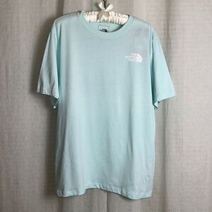 The North Face XL Sky Blue White Cotton Crewneck Short Sleeve Tee